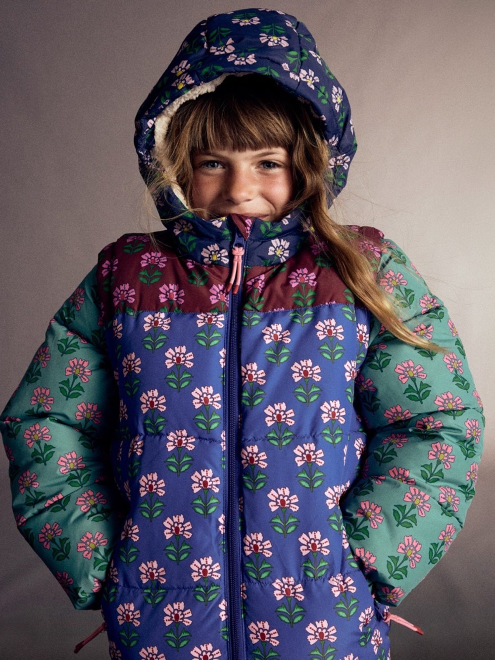 Mini Boden Kids Floral Puffer Jacket 4-5Y - Picture 2 of 9